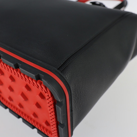 Christian Louboutin Kabiker Tote Bag Grain Calf Leather Black Red Silver - Picture 4 of 8
